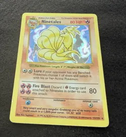 Pokemon TCG 1999 Ninetales Black Flame Error Shadowless Holo 12/102 (MP/HP) - Image 2