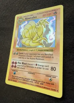 Pokemon TCG 1999 Ninetales Black Flame Error Shadowless Holo 12/102 (MP/HP) - Image 4