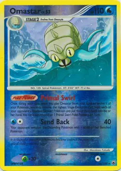 Pokemon Diamond & Pearl Majestic Dawn Omastar Reverse Holo Rare 26/100 - Image 1