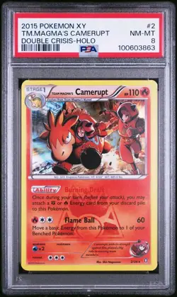 PSA 8 NM-MT Team Magma's Camerupt Holo 2015 Pokemon XY Double Crisis #2/34 - Image 1