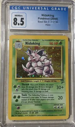 1999 Holo Rare Nidoking 11/102 Base Set Pokemon TCG Card Graded CGC 7.0 NM - Image 1