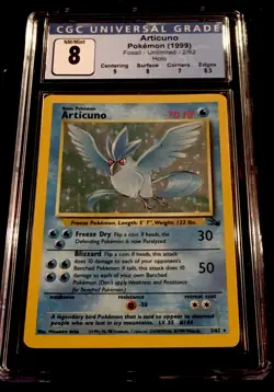 1999 POKEMON FOSSIL ARTICUNO #2 HOLO - CGC 8 NM/MINT-FRESHLY GRADED! - Image 1