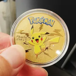 Pokemon Pikachu Collectible Coin Gold Style Metal Medallion Anime Classic Gift - Image 1