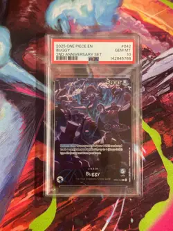 2025 ONE PIECE ENGLISH VERSION 2ND ANNIVERSARY SET #042 BUGGY PSA 10 - Image 1