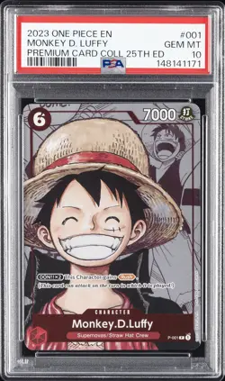 2023 ONE PIECE PREMIUM CARD COLLECTION 25TH EDITION #001 MONKEY D. LUFFY PSA 10 - Image 1