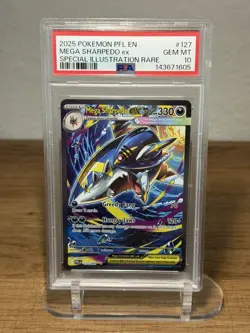 Pokemon TCG Mega Sharpedo Special Illustration Rare Phantasmal Flames PSA 10 - Image 1