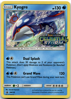 Kyogre SM129 STAFF Pre Release Promo Celestial Storm Pokemon Card NM - Image 1