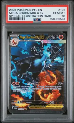 2025 POKEMON PFL EN-PHANTASMAL FLAMES #125 MEGA CHARIZARD X EX PSA 10 - Image 1
