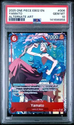 2025 ONE PIECE EB02 EXTRA BOOSTER ANIME 25TH COLLECTION #6 YAMATO ALT ART PSA 10 - Image 1