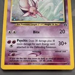 Pokemon Espeon Neo Discovery 1/75 Unlimited Edition Holo Card Great Condition! - Image 4