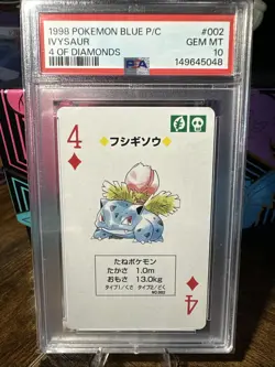 1998 POKEMON BLUE VERSION PLAYING CARDS 002 IVYSAUR 4 OF DIAMONDS PSA 10 - Image 1