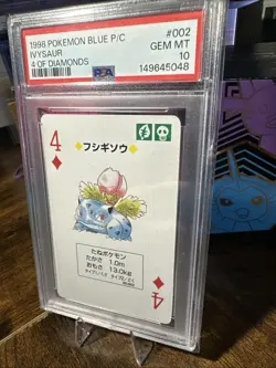 1998 POKEMON BLUE VERSION PLAYING CARDS 002 IVYSAUR 4 OF DIAMONDS PSA 10 - Image 2