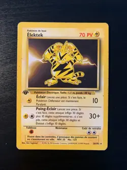 Carte Pokemon : Elektek 20/102 Edition 1 Set de Base Wizards Francaise - Image 1