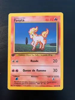 Carte Pokemon : Ponyta 60/102 Edition 1 Set de Base Wizards Francaise - Image 1