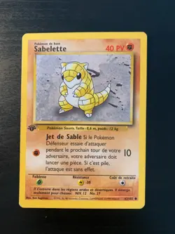 Carte Pokemon : Sabelette 62/102 Edition 1 Set de Base Wizards Francaise - Image 1