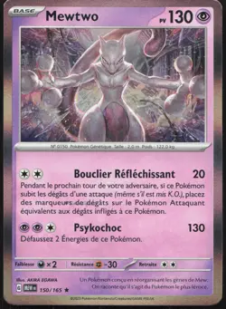 Carte Pokemon Mewtwo 150/165 HOLO Pokemon 151 Francais - Image 1