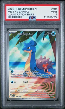 PSA 9 Misty's Lapras 194/182 Pokemon Destined Rivals Illustration Rare Holo 2025 - Image 1