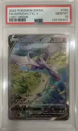 AERODACTYL V POKEMON 180/196 2022 LOST ORIGIN ALT ART DEUTSCH PSA 10 - Image 1