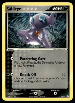 EX-NM Holon Phantoms Sableye Rare 31/110 2006 Pokemon TCG - Image 1