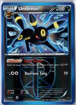 UMBREON 64/116 HOLO RARE PLASMA FREEZE POKEMON REVERSE HOLO LP - Image 1
