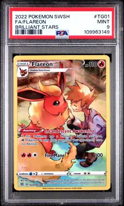 PSA 9 FLAREON BRILLIANT STARS 2022 POKEMON SWORD & SHIELD TG01 FULL ART - Image 1