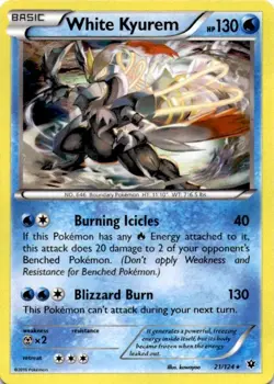 WHITE KYUREM 21/124 HOLO R FATES COLLIDE POKEMON HOLO NM/M - Image 1