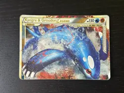 Pokemon TCG Card Kyogre and Groudon Legend Top 87/90 HGSS Undaunted Holo DAMAGED - Image 1