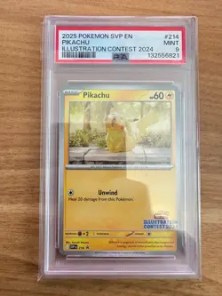 Pikachu SVP214 - Illustration Contest 2024 - Pokemon Card - PSA 9 - Image 1