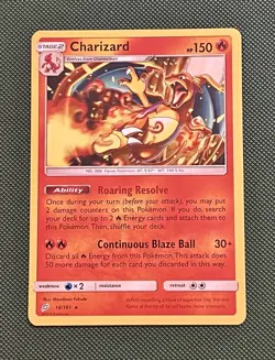 Pokemon TCG Charizard 14/181 Non Holo Rare NM Sun & Moon Team Up Pokemon Card - Image 1