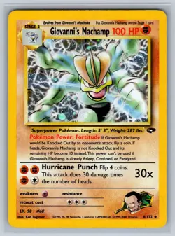 Giovanni's Machamp 6/132 Holo Rare Gym Challenge Pokemon Unlimited Holo LP - Image 1