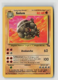 Golem #36/62 Fossil Uncommon Pokemon TCG LP - Image 1