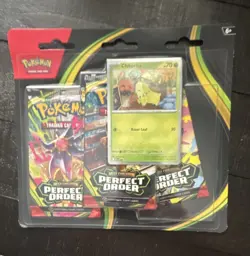 Pokemon TCG Chilling Reign Perfect Order 3-Pack Blister Chikorita Promo - Image 1