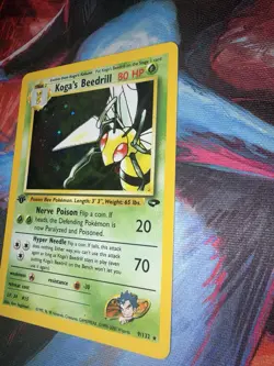 Pokemon Koga's Beedrill Gym Challenge 9/132 1st Edition Holo Rare W/ Swirl NM - Image 2