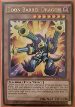 YuGiOh Toon Barrel Dragon Rare 1st Edition DOCS-EN038 - Image 1