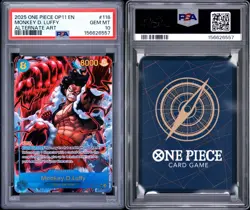 2025 One Piece OP11-English #118 Monkey D. Luffy Alt Art. PSA 10 Gem - Image 3