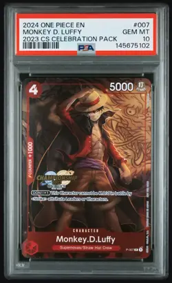 One Piece TCG Monkey D. Luffy P-007 2024 CS Championship Celebration Pack PSA 10 - Image 1