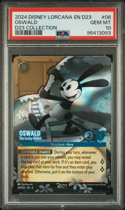 Disney Lorcana D23 Collection Promo Oswald - The Lucky Rabbit #06 PSA 10 - Image 1
