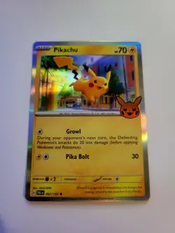 Pokemon TCG Card Pikachu #062 Holo Trick Or Trade 2024 - Image 1