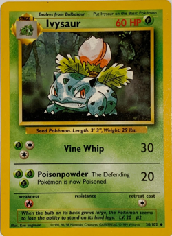 Ivysaur 30/102 Base Set Unlimited Original Vintage Pokemon Card Pokemon TCG - LP - Image 1