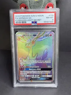 Pokemon TCG Xerneas GX Rainbow Rare Card 139/131 Graded PSA 8 - Image 1
