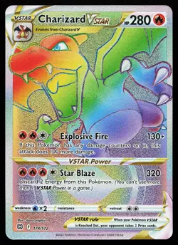 Charizard VSTAR 174/172 Rainbow Rare Brilliant Stars Pokemon Card - Image 1