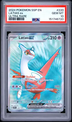 2024 POKEMON SSP EN-SURGING SPARKS ULTRA RARE #220 LATIAS EX PSA 10 - Image 1
