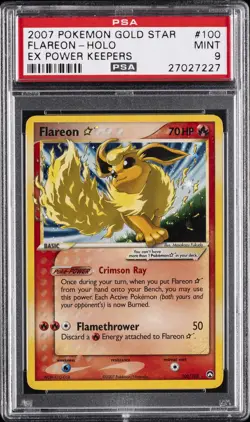 2007 POKEMON EX POWER KEEPERS GOLD STAR #100 FLAREON-HOLO PSA 9 - Image 1