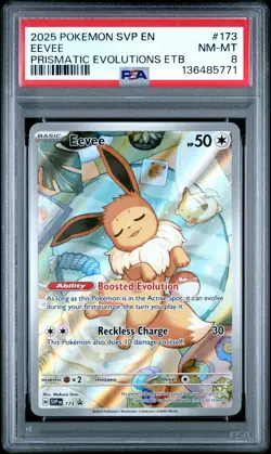 2025 POKEMON SVP EN-SV BLACK STAR PROMO #173 EEVEE PSA 8 - Image 1