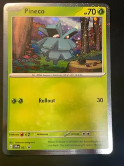 Pineco 061 **SWIRL** Scarlet & Violet Cosmos Holo Black Star Promo Pokemon NM/M - Image 1