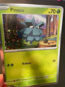 Pineco 061 **SWIRL** Scarlet & Violet Cosmos Holo Black Star Promo Pokemon NM/M - Image 2