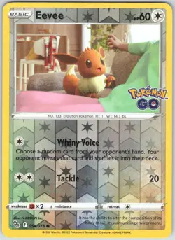 Eevee 054/078 Common Pokemon GO Pokemon Reverse Holo NM - Image 1