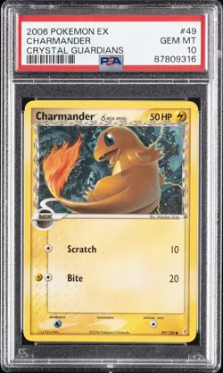 2006 POKEMON EX CRYSTAL GUARDIANS #49 CHARMANDER PSA 10 - Image 1