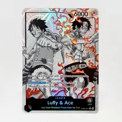 ST30-001 Luffy & Ace Alt Art Leader Rare! English One Piece OP TCG Black Card NM - Image 1