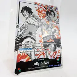 ST30-001 Luffy & Ace Alt Art Leader Rare! English One Piece OP TCG Black Card NM - Image 2